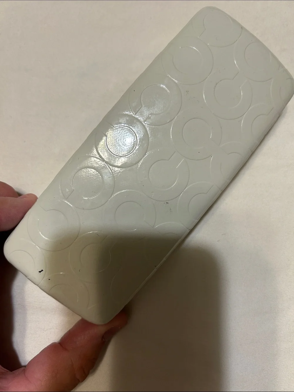 Coach White Embossed Circle Sunglasses Case